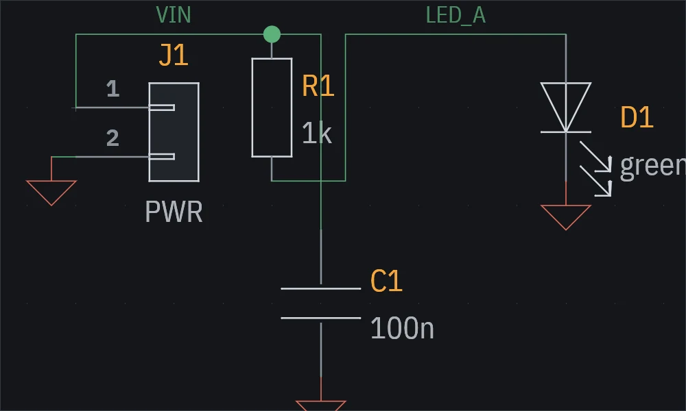 The blinky schematic as agentee renders it